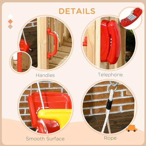 Outsunny 4-in-1 Wooden Swing Set, Kids Outdoor Playset