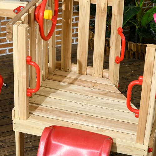 Outsunny 4-in-1 Wooden Swing Set, Kids Outdoor Playset