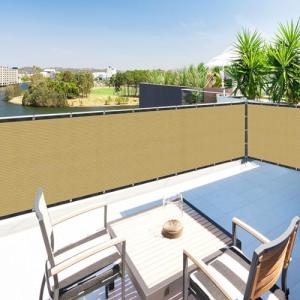 Houssity Beige 4' x 18' Balcony Deck Fence Privacy Screen Cover Panel Shade Cloth Fabric for Chain Link Fence Patio Pool Railing Driveway Walkway Porch Playground Dog Kennel Residence Commercial Use