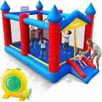 JoyBerri Mighty Bounce Bouncy House - 16.8' x8.9' Ft Extra Large, Inflatable Bounce House for Kids and Adults - with Air Blower, Volleyball Net, Basketball Hoop and Slide - ASTM Certified