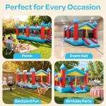 JoyBerri Mighty Bounce Bouncy House - 16.8' x8.9' Ft Extra Large, Inflatable Bounce House for Kids and Adults - with Air Blower, Volleyball Net, Basketball Hoop and Slide - ASTM Certified