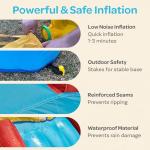 JoyBerri Mighty Bounce Bouncy House - 16.8' x8.9' Ft Extra Large, Inflatable Bounce House for Kids and Adults - with Air Blower, Volleyball Net, Basketball Hoop and Slide - ASTM Certified