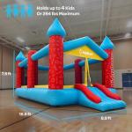 JoyBerri Mighty Bounce Bouncy House - 16.8' x8.9' Ft Extra Large, Inflatable Bounce House for Kids and Adults - with Air Blower, Volleyball Net, Basketball Hoop and Slide - ASTM Certified