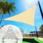 Artpuch Sun Shade Sail with Wire Rope 32'x32'x32' Beige, Commercial Heavy Duty with 8IN Shadesail Hardware Kit Breathable 98% UV Block for Playgrounds,Backyard (We Make Custom Size)