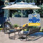 VUMALL 72" Metal Picnic Table with Backrest & Umbrella Hole | Heavy Duty Commercial Grade Outdoor Furniture for 4-8 People | Perfect for Garden, BBQ,Patio & Playground | Blue
