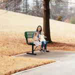 HIMcup 4ft Green Metal Park Bench with Backrest, Heavy Duty Outdoor Benches Weatherproof Steel Long Playground Bench Seats, Commercial Garden Benches Dock Benches for Lawn, Park, Deck,Patio, Porch