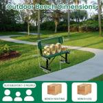 HIMcup 4ft Green Metal Park Bench with Backrest, Heavy Duty Outdoor Benches Weatherproof Steel Long Playground Bench Seats, Commercial Garden Benches Dock Benches for Lawn, Park, Deck,Patio, Porch