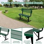 HIMcup 4ft Green Metal Park Bench with Backrest, Heavy Duty Outdoor Benches Weatherproof Steel Long Playground Bench Seats, Commercial Garden Benches Dock Benches for Lawn, Park, Deck,Patio, Porch