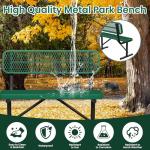 HIMcup 4ft Green Metal Park Bench with Backrest, Heavy Duty Outdoor Benches Weatherproof Steel Long Playground Bench Seats, Commercial Garden Benches Dock Benches for Lawn, Park, Deck,Patio, Porch