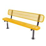 COATEDOUTDOORFURNITURE Heavy-Duty Outdoor Bench Thermoplastic Coated, Expanded Metal, Commercial-Grade Seating, Made in America (Surface with Back, 6 Ft, Textured Yellow)