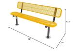 COATEDOUTDOORFURNITURE Heavy-Duty Outdoor Bench Thermoplastic Coated, Expanded Metal, Commercial-Grade Seating, Made in America (Surface with Back, 6 Ft, Textured Yellow)