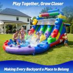 WONDER DOME Commercial-Grade Building Blocks Dual-Lane Inflatable Water Slide with Splash Pool, Heavy-Duty PVC Vinyl, 1HP Blower Included, Backyard Wet/Dry Slide for Kids & Families (Rainbow)