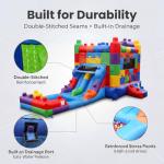 WONDER DOME Commercial-Grade Giant Building Blocks Bounce House Combo with Dual-Lane Slide, Wet/Dry Splash Pool, Heavy-Duty PVC Vinyl, 1HP Blower Included, Backyard Adventure for Kids