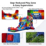 WONDER DOME Commercial-Grade Giant Building Blocks Bounce House Combo with Dual-Lane Slide, Wet/Dry Splash Pool, Heavy-Duty PVC Vinyl, 1HP Blower Included, Backyard Adventure for Kids