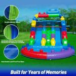 WONDER DOME Commercial-Grade Building Blocks Dual-Lane Inflatable Water Slide with Splash Pool, Heavy-Duty PVC Vinyl, 1HP Blower Included, Backyard Wet/Dry Slide for Kids & Families (Rainbow)