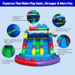 WONDER DOME Commercial-Grade Building Blocks Dual-Lane Inflatable Water Slide with Splash Pool, Heavy-Duty PVC Vinyl, 1HP Blower Included, Backyard Wet/Dry Slide for Kids & Families (Rainbow)