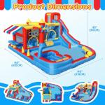 GYMMALL Inflatable Bounce House Water Slide with 550 W Blower, Blow up 10-in-1 Waterslide Park Bouncy Castle Outdoor and Indoor, Bouncer House with Toy Market Stand, Splash Pool and Climbing Wall