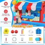 GYMMALL Inflatable Bounce House Water Slide with 550 W Blower, Blow up 10-in-1 Waterslide Park Bouncy Castle Outdoor and Indoor, Bouncer House with Toy Market Stand, Splash Pool and Climbing Wall