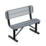 HIMcup 4ft Gray Metal Park Bench with Backrest, Heavy Duty Outdoor Benches Weatherproof Steel Long Playground Bench Seats, Commercial Garden Benches Red Dock Benches for Lawn, Park, Deck,Patio, Porch