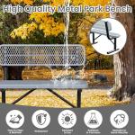 HIMcup 4ft Gray Metal Park Bench with Backrest, Heavy Duty Outdoor Benches Weatherproof Steel Long Playground Bench Seats, Commercial Garden Benches Red Dock Benches for Lawn, Park, Deck,Patio, Porch