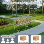 HIMcup 6ft Gray Metal Park Bench with Backrest, Heavy Duty Outdoor Benches Weatherproof Steel Long Playground Bench Seats, Commercial Garden Benches Red Dock Benches for Lawn, Park, Deck,Patio, Porch