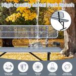 HIMcup 6ft Gray Metal Park Bench with Backrest, Heavy Duty Outdoor Benches Weatherproof Steel Long Playground Bench Seats, Commercial Garden Benches Red Dock Benches for Lawn, Park, Deck,Patio, Porch