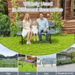 HIMcup 6ft Gray Metal Park Bench with Backrest, Heavy Duty Outdoor Benches Weatherproof Steel Long Playground Bench Seats, Commercial Garden Benches Red Dock Benches for Lawn, Park, Deck,Patio, Porch