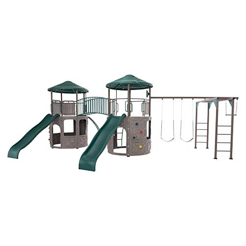 Double Adventure Tower with Monkey Bars for Daycares