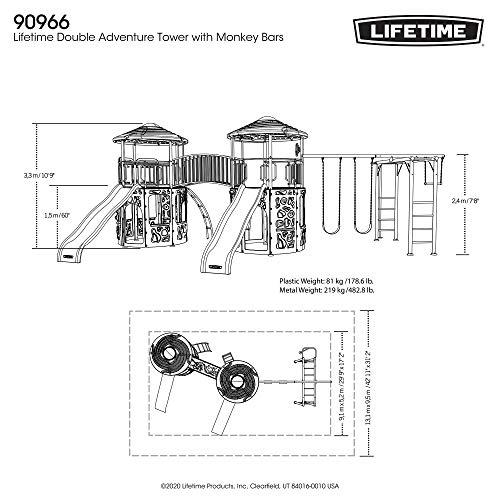Double Adventure Tower with Monkey Bars for Daycares