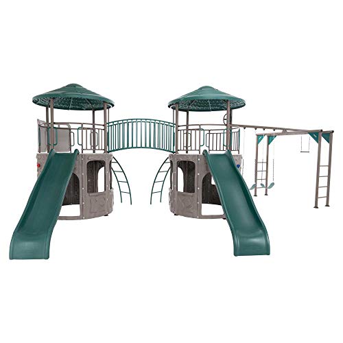 Double Adventure Tower with Monkey Bars for Daycares