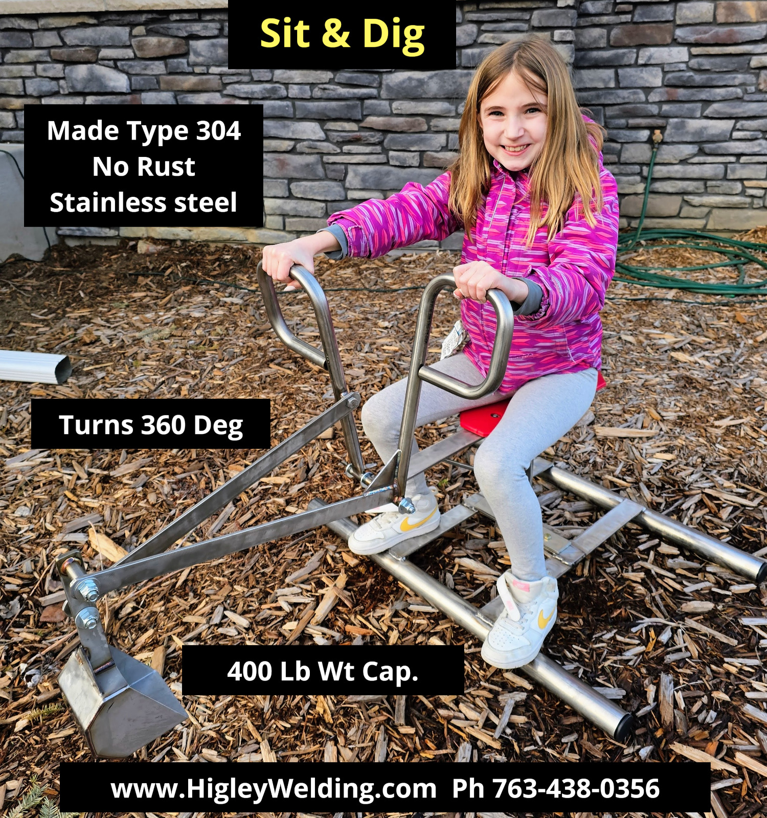 Sand Digger Backhoe with Lifetime Warranty for Playgrounds