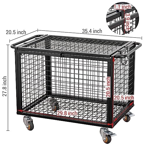 Black Metal Rolling Ball Storage Cart for Playgrounds