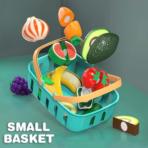 Pretend Play Food Set with Storage Basket & Knife