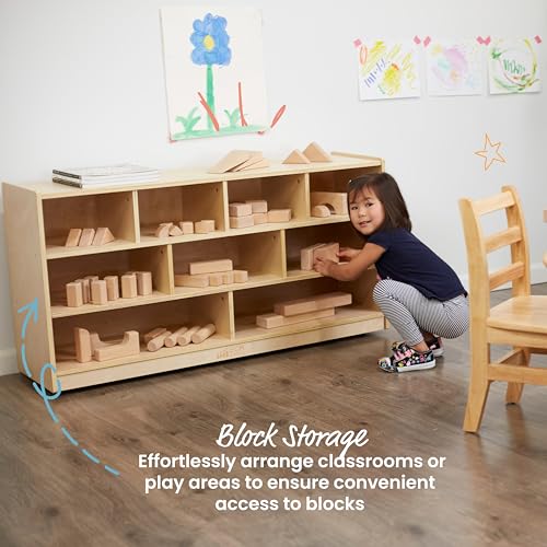 ECR4Kids Large Mobile Block Storage Cart - Natural