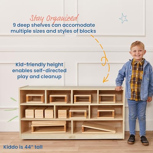ECR4Kids Large Mobile Block Storage Cart - Natural