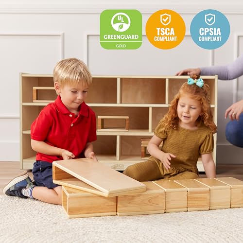 ECR4Kids Large Mobile Block Storage Cart - Natural