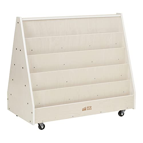 Double-Sided Mobile Book Display for Preschools, White Wash
