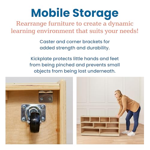 ECR4Kids Large Mobile Block Storage Cart - Natural