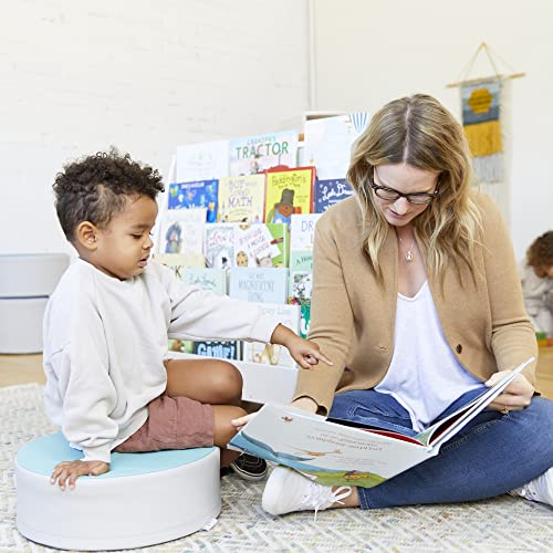 Double-Sided Mobile Book Display for Preschools, White Wash