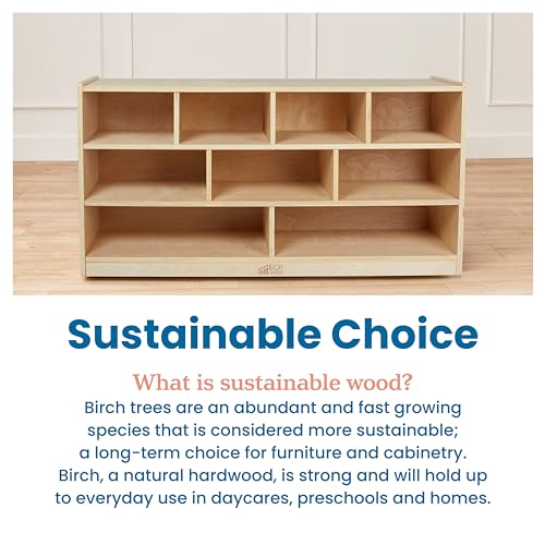 ECR4Kids Large Mobile Block Storage Cart - Natural