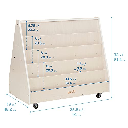 Double-Sided Mobile Book Display for Preschools, White Wash