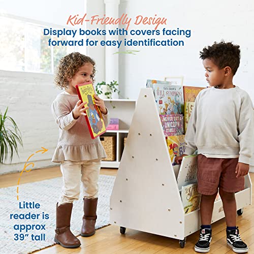 Double-Sided Mobile Book Display for Preschools, White Wash