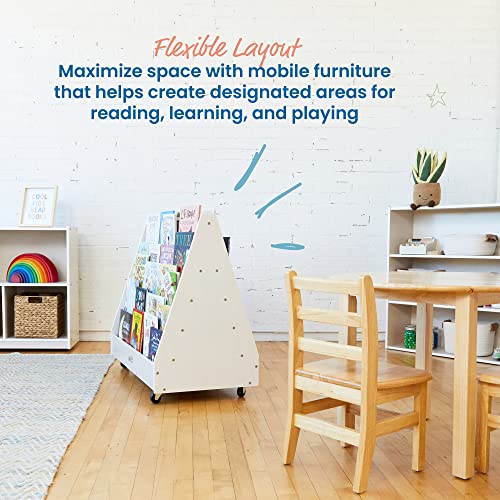 Double-Sided Mobile Book Display for Preschools, White Wash