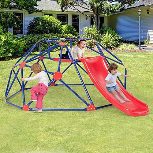 OLAKIDS 8FT Climbing Dome with Slide & Jungle Gym