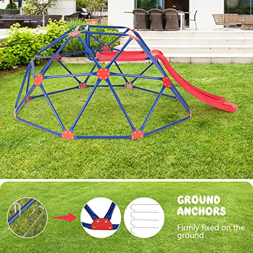 OLAKIDS 8FT Climbing Dome with Slide & Jungle Gym