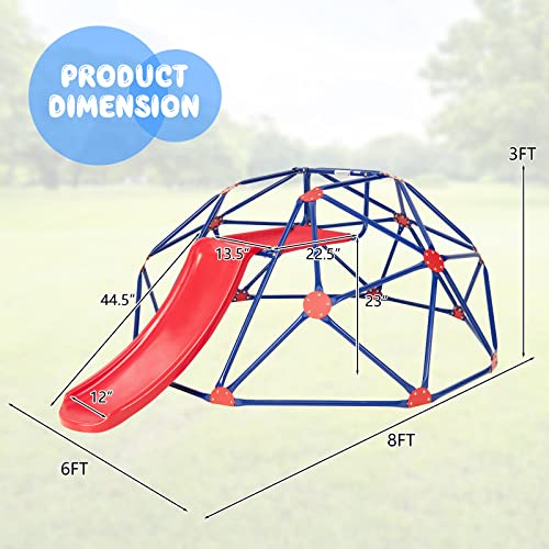 OLAKIDS 8FT Climbing Dome with Slide & Jungle Gym