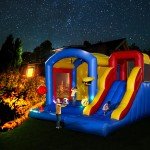 Commercial PVC Inflatable Bounce House w/LED Light for Kids Halloween Xmas Play