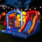 Commercial PVC Inflatable Bounce House w/LED Light for Kids Halloween Xmas Play