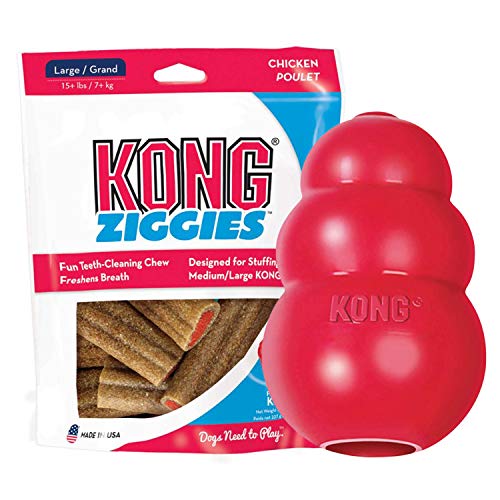 Large Dog Chew Toy with Treats - KONG Classic & Ziggies