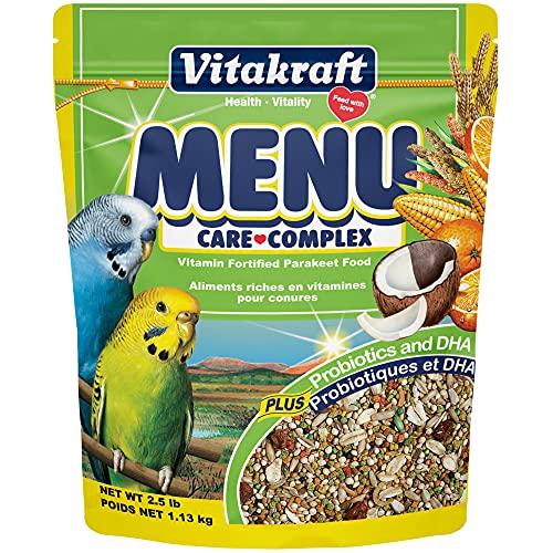 Vitakraft Menu Premium Parakeet Food - Vitamin-Fortified - Daily Pet Bird Food, 2.4 pounds